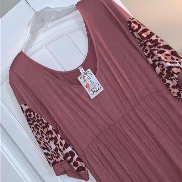 New! Plus Mauve/Leopard Maxi NWT soft & stretchy! - Picture 2 of 5